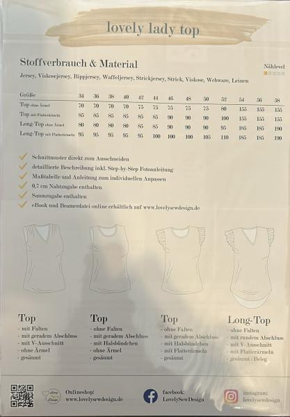 lovely elegant dress Papierschnittmuster 34-56